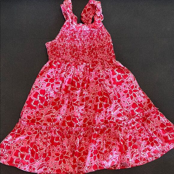 Crewcuts Floral Sundress Pink and Red Tiered Kids Dress size 5T - Picture 1 of 8